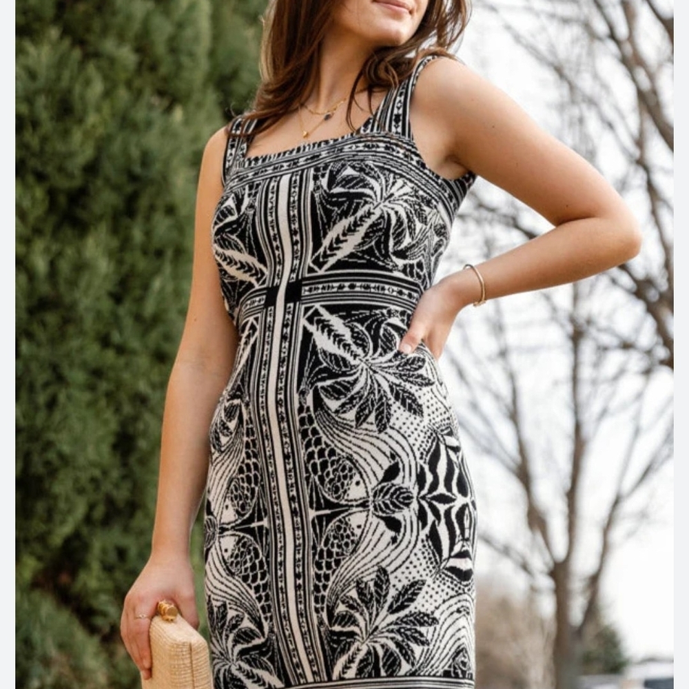 FARM Rio Black and White Mini Dress